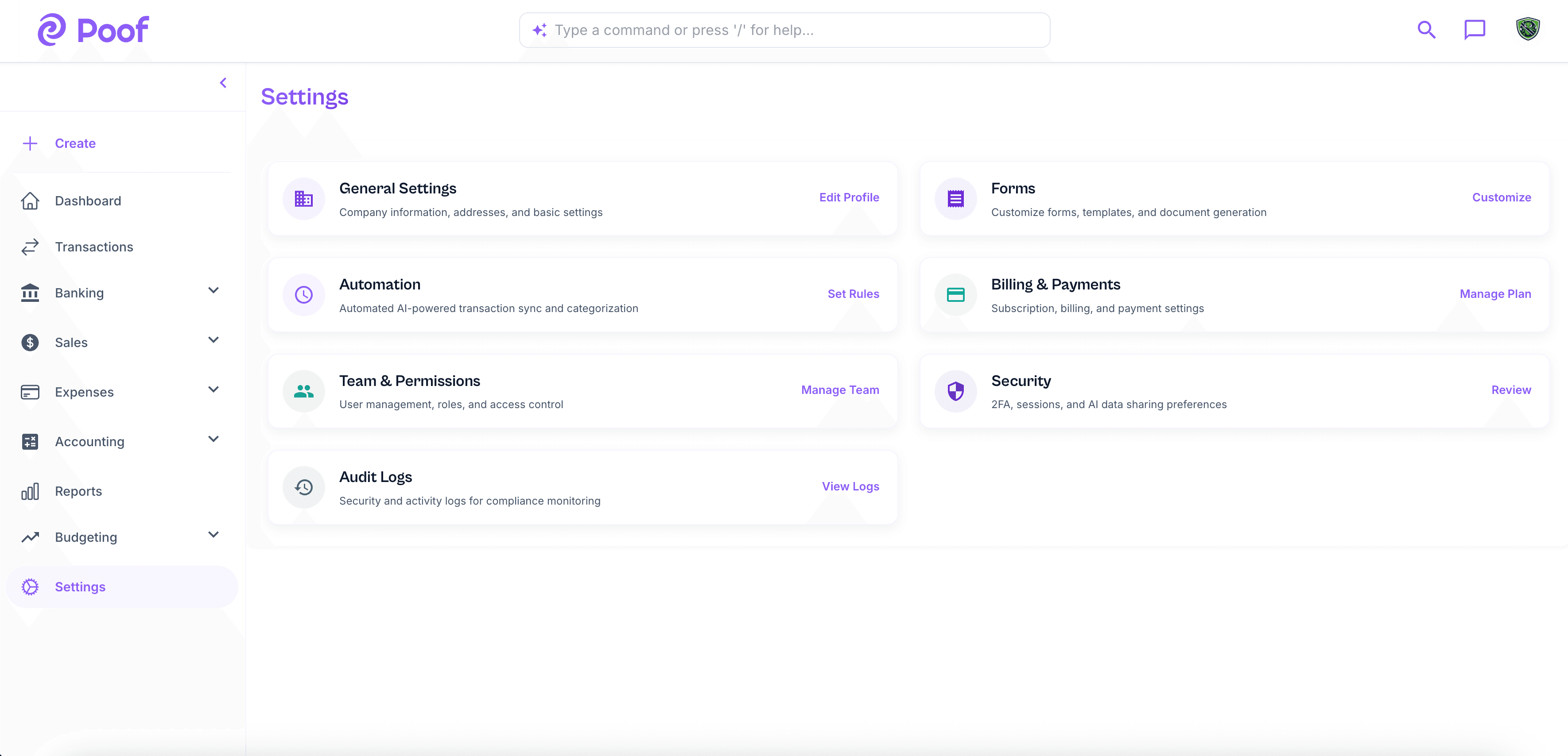 Company settings and configuration